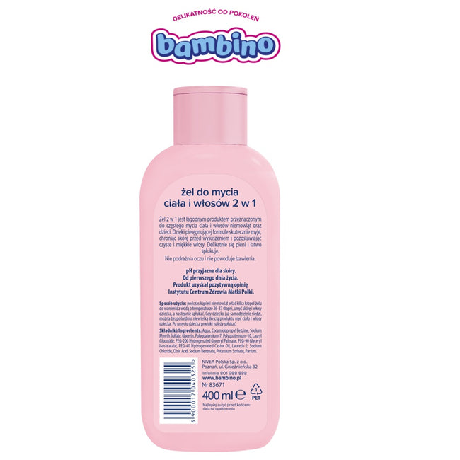 Bambino Żel do mycia ciała i włosów od pierwszych dni życia 400ml