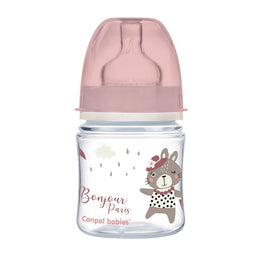 Canpol Babies EasyStart butelka szeroka antykolkowa Bonjour Paris Różowa 120ml