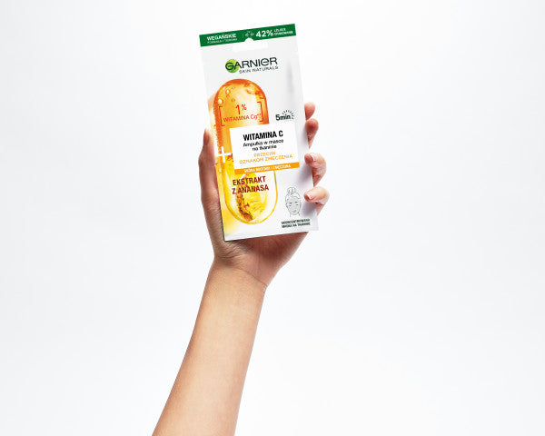 Garnier Skin Naturals Vitamin C ampułka w masce na tkaninie przeciw oznakom zmęczenia 15g