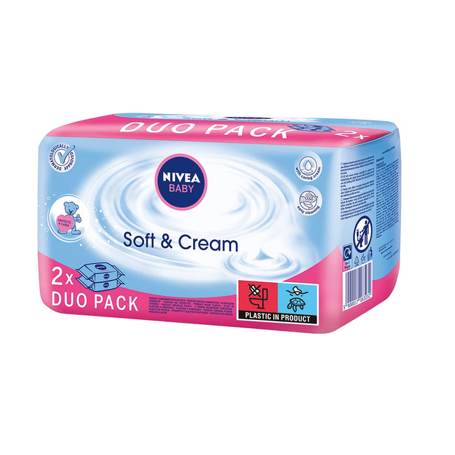 Nivea Baby Soft & Cream chusteczki oczyszczające duopack 2x63szt.