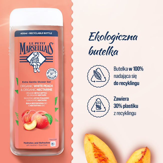 Le Petit Marseillais Żel pod prysznic Biała Brzoskwinia Bio i Nektarynka Bio 400ml