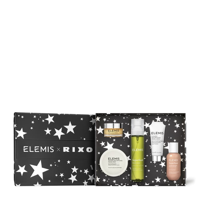 ELEMIS The Story of Glam & Glow zestaw Cleansing Balm 20g + Dynamic Resurfacing Facial Wash 30ml + Dynamic Resurfacing Facial Pads 14szt + Glow Priming Moisturiser 60ml + Superfood Multi Mist 100ml
