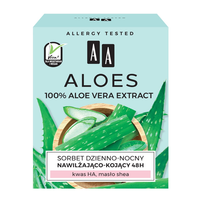 AA Aloes 100% Aloe Vera Extract Hydro sorbet dzienno-nocny 48h nawilżająco-kojący 50ml