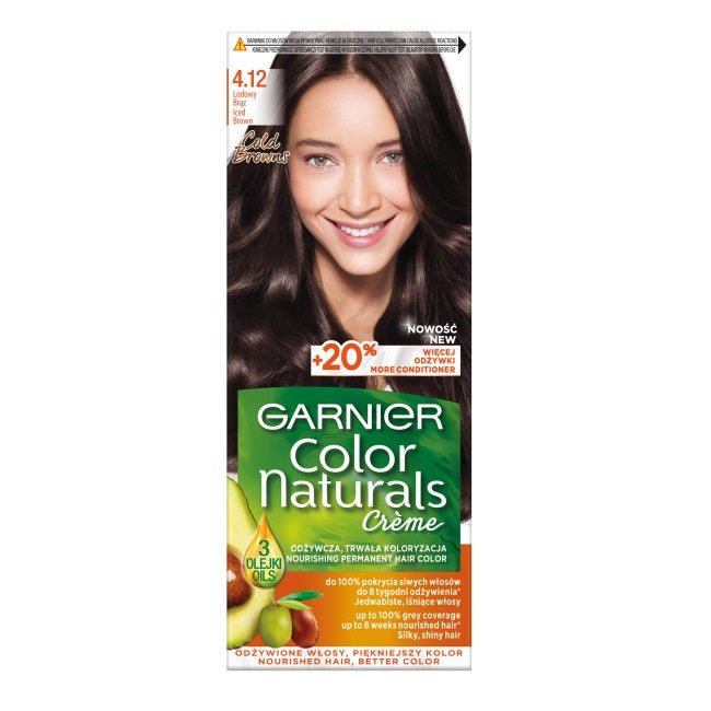Garnier Color Naturals Creme krem koloryzujący do włosów 4.12 Lodowy Brąz