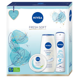 Nivea Fresh Soft zestaw Soft krem intensywnie nawilżający 100ml + Creme Soft żel pod prysznic 250ml + Fresh Natural dezodorant spray 150ml