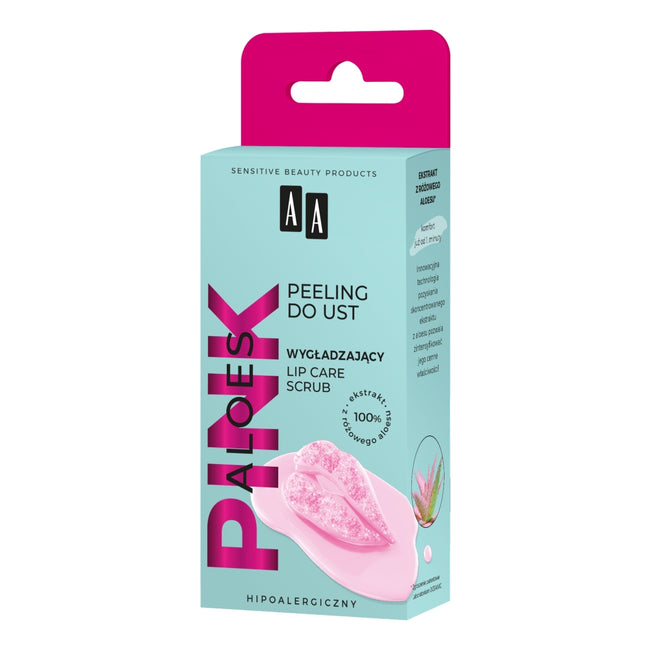 AA Aloes Pink wygładzający peeling do ust lip care scrub 10g