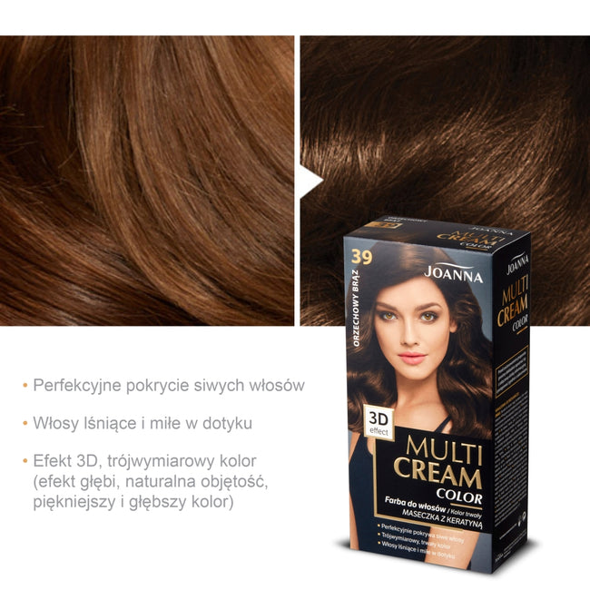 Joanna Multi Cream Color farba do włosów 39 Orzechowy Brąz