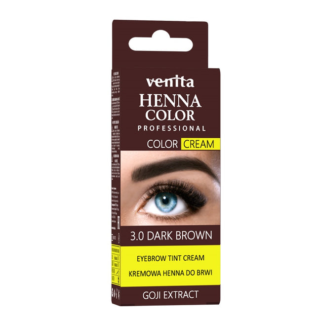Venita Henna Color Cream henna do brwi i rzęs w kremie 3.0 Dark Brown 30g