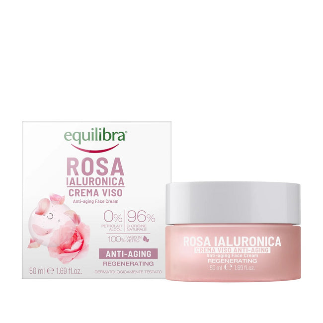 Equilibra Rosa Anti-Aging Face Cream różany krem przeciwstarzeniowy z kwasem hialuronowym 50ml