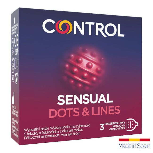 Control Sensual Dots & Lines prezerwatywy prążkowane z wypustkami 3szt.