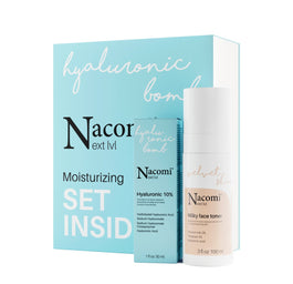 Nacomi Next Level Moisturizing zestaw mleczny tonik do twarzy 100ml + kwas hialuronowy 10% 30ml