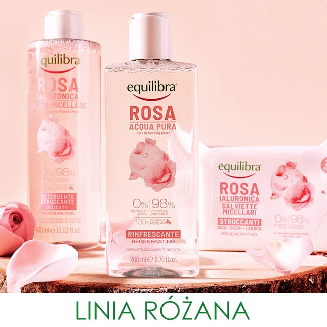 Equilibra Rosa Micellar Make-Up Remover Wipes różane micelarne chusteczki do demakijażu z kwasem hialuronowym 25szt.