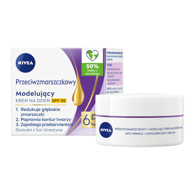 Nivea Przeciwzmarszczkowy + Modelujący krem na dzień SPF30 65+ 50ml