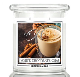 Kringle Candle Średnia świeca zapachowa z dwoma knotami White Chocolate Chai 411g