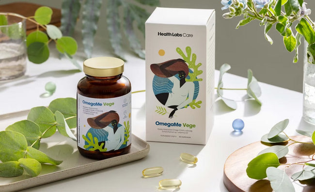 HealthLabs OmegaMe Vege kwasy tłuszczowe Omega 3 DHA z alg morskich z witaminą D3 suplement diety 60 kapsułek