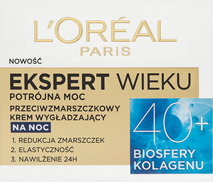 L'Oreal Paris Ekspert Wieku 40+ przeciwzmarszczkowy krem wygładzający na noc 50ml