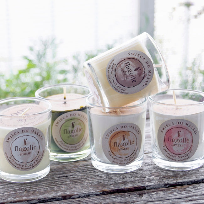 Flagolie Mała świeca do masażu Kokosowe Odżywienie 70g