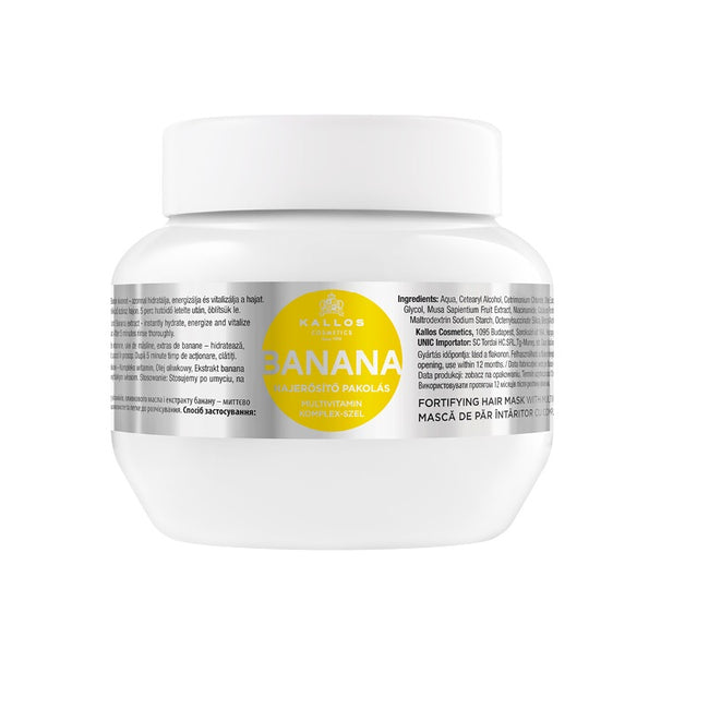 Kallos KJMN Banana Fortifying Hair Mask wzmacniająca maska do włosów z kompleksem multiwitaminowym 275ml