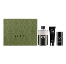 Gucci Guilty Pour Homme zestaw woda toaletowa spray 90ml + żel pod prysznic 50ml + dezodorant sztyft 75ml