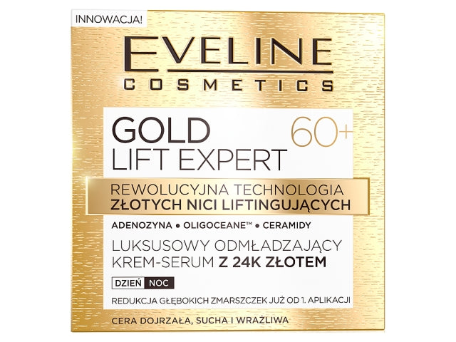 Eveline Cosmetics Gold Lift Expert 60+ luksusowy odmładzający krem-serum z 24k złotem dzień/noc 50ml
