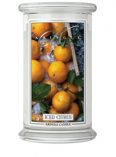 Kringle Candle Duża świeca zapachowa z dwoma knotami Iced Citrus 623g