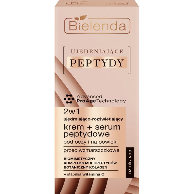 Bielenda Ujędrniające Peptydy ujędrniająco-rozświetlający krem + serum peptydowe 2w1 pod oczy i na powieki 15ml