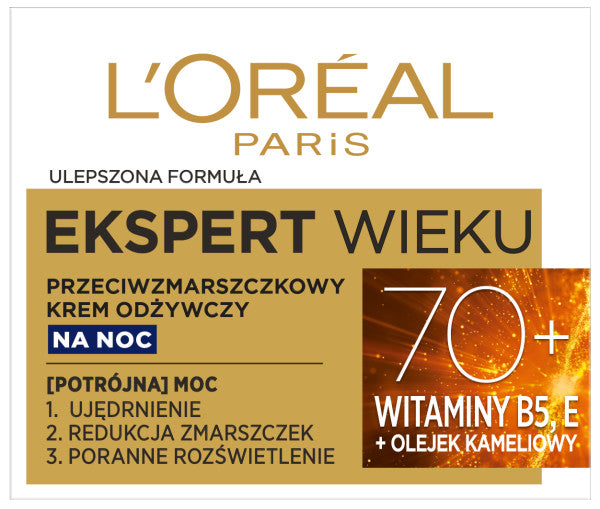 L'Oreal Paris Ekspert Wieku 70+ przeciwzmarszczkowy krem odżywczy na noc 50ml