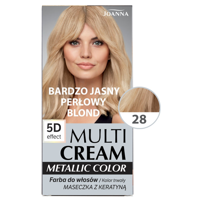 Joanna Multi Cream Metallic Color farba do włosów 28 Bardzo Jasny Perłowy Blond