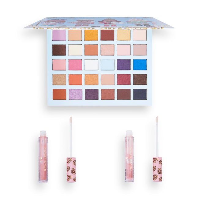 Makeup Revolution I Heart Revolution Christmas Nutcracker Makeup Set zestaw Pan Nutcracker Shadow Palette paleta cieni do powiek 30x0.9g + Nutcracker Lip Glosses błyszczyk do ust 2x2.5ml