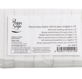 Peggy Sage White Slim Sanding Nail Block cienki blok polerski do paznokci biały 10szt