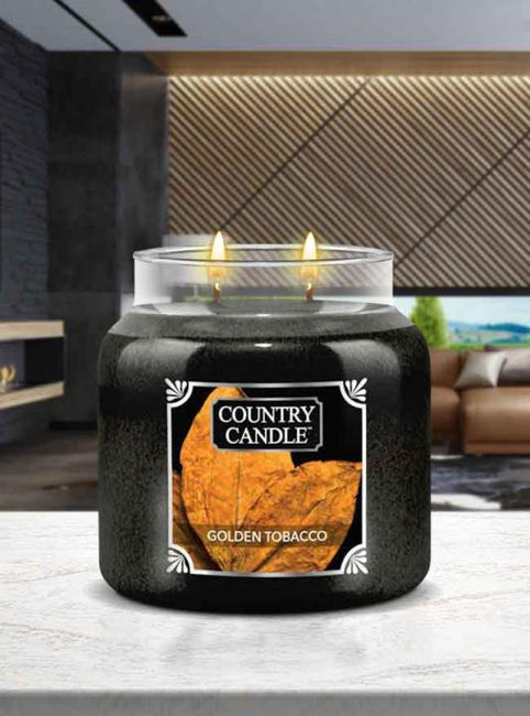 Country Candle Średnia świeca zapachowa z dwoma knotami Golden Tobacco 453g