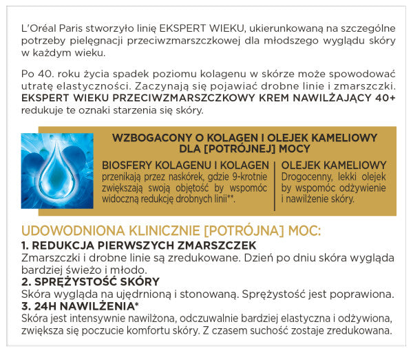 L'Oreal Paris Ekspert Wieku 40+ przeciwzmarszczkowy krem nawilżający na noc 50ml
