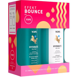 Yope Efekt Bounce Hydrate My Hair zestaw szampon do suchej skóry głowy z peptydami 300ml + odżywka do włosów z humektantami 300ml