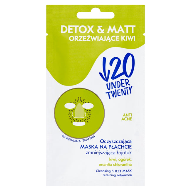Under Twenty Anti Acne Detox & Matt oczyszczająca maska na płachcie zmniejszająca łojotok