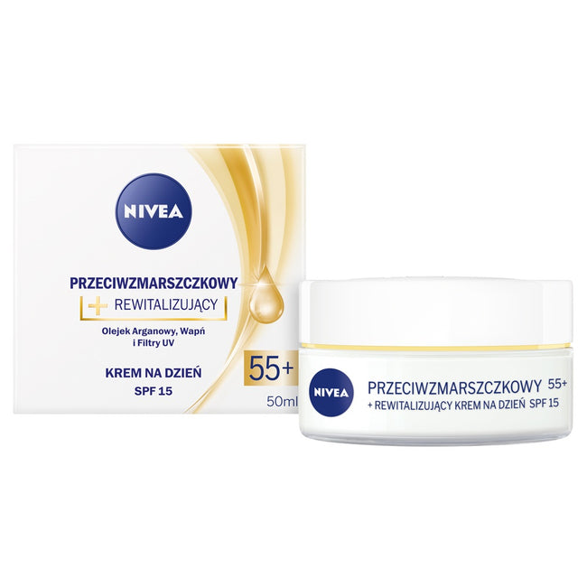 Nivea Beautiful Age zestaw przeciwzmarszczkowy krem rewitalizujący 55+ na dzień 50ml + przeciwzmarszczkowy krem rewitalizujący na noc 55+ 50ml + płyn micelarny do cery wrażliwej i nadwrażliwej 200ml