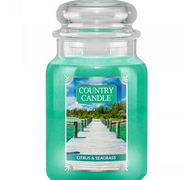 Country Candle Duża świeca zapachowa z dwoma knotami Citrus & Seagrass 652g