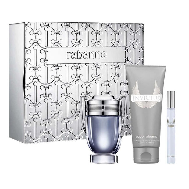 Paco Rabanne Invictus zestaw woda toaletowa spray 100ml + woda toaletowa spray 10ml + żel do mycia ciała 100ml