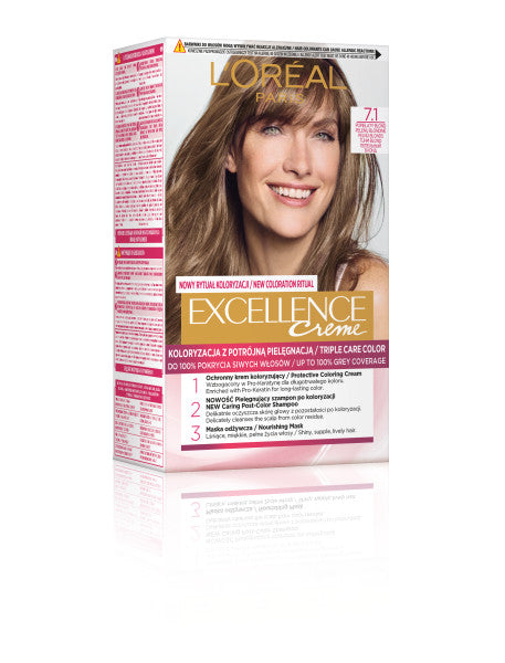 L'Oreal Paris Excellence Creme farba do włosów 7.1 Popielaty Blond