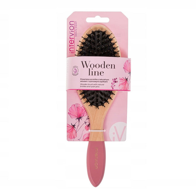 Inter Vion Wooden Line drewniana szczotka z naturalnym włosiem i nylonowymi szpilkami