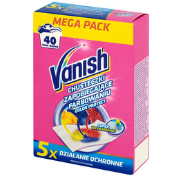 Vanish Color Protect chusteczki zapobiegające farbowaniu ubrań 40 prań (20 sztuk)