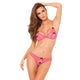 Rene Rofe Lingerie Lace Peekaboo Bra & Crotchless Thong uwodzicielski komplet bielizny Pink M/L