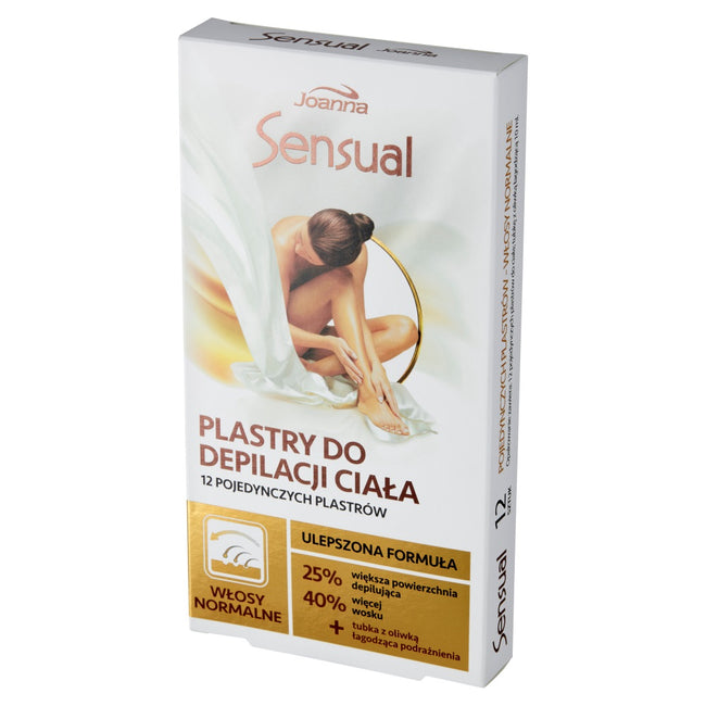 Joanna Sensual plastry do depilacji ciała włosy normalne 12szt + tubka z oliwką łagodzącą 10ml