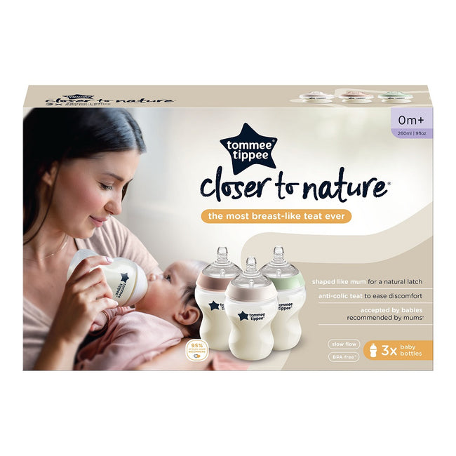 Tommee Tippee Closer To Nature butelka do karmienia antykolkowa 0m+ 3x260ml