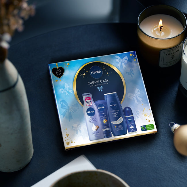Nivea Creme Care zestaw krem do rąk 100ml + żel pod prysznic 250ml + antyperspirant roll-on 50ml + wygładzające mleczko do ciała 250ml