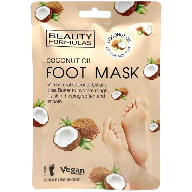 Beauty Formulas Foot Mask zmiękczająca maska do stóp Coconut Oil 1 para