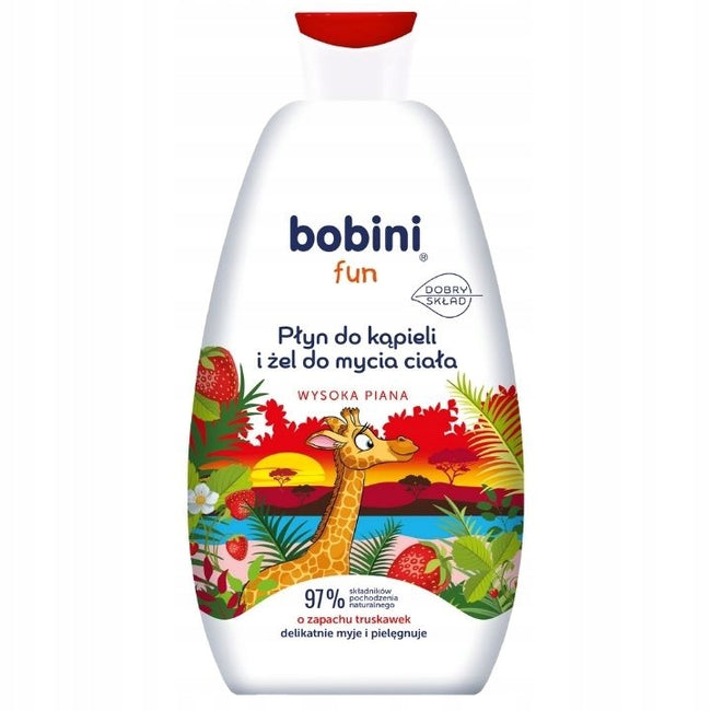 Bobini Fun płyn do kąpieli i żel do mycia ciała o zapachu truskawek 500ml