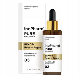 InoPharm Pure Elements BIO Oils Rose + Argan serum do twarzy i szyi z różą i arganem 30ml