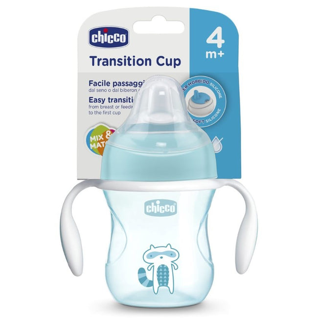 Chicco Transition Cup pierwszy kubek treningowy z miękkim ustnikiem 4m+ Boy 200ml