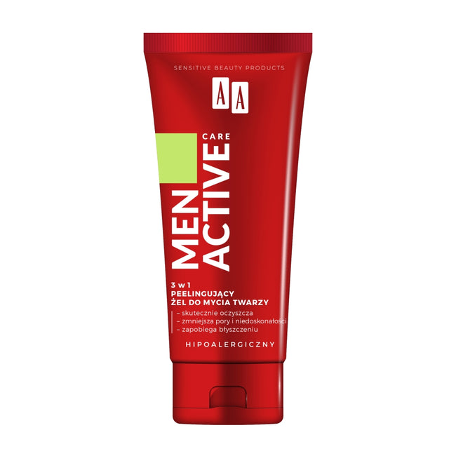 AA Men Active Care 3w1 peelingujący żel do mycia twarzy 150ml