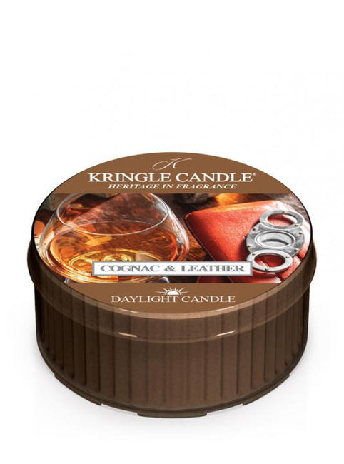 Kringle Candle Daylight świeczka zapachowa Cognac & Leather 42g